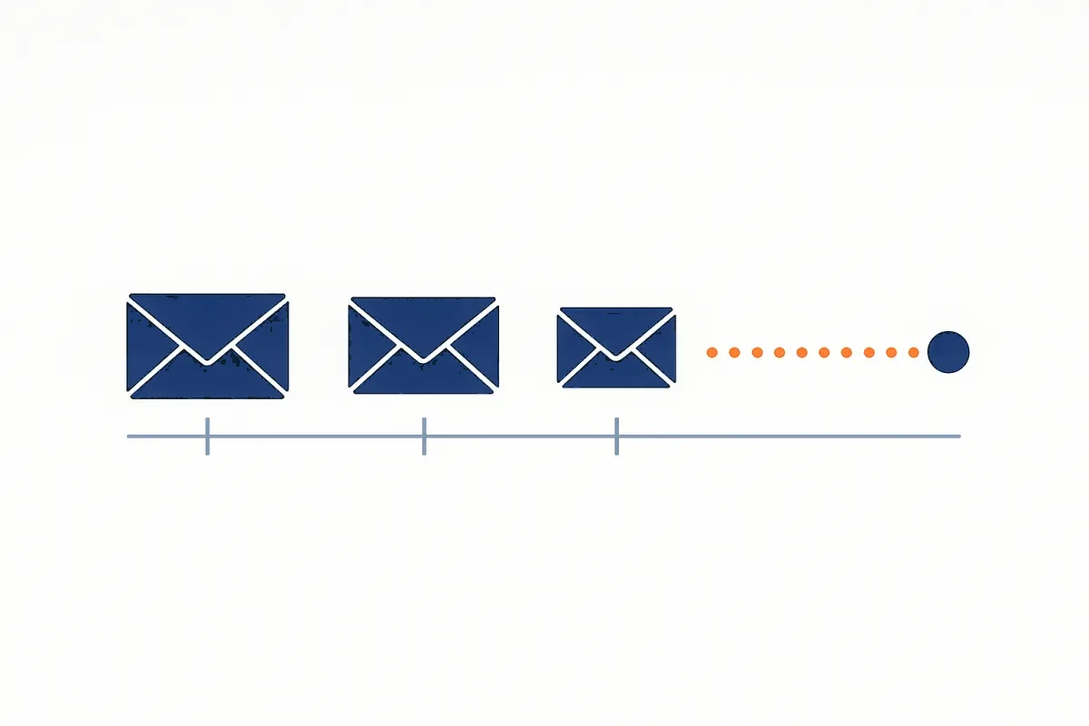 Three spaced follow-ups, then the long game